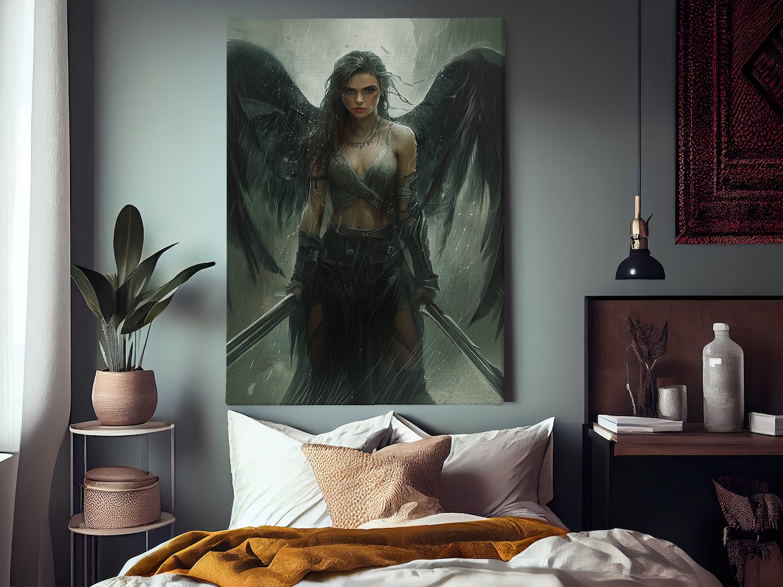 Winged Warrior Woman, Dark Academia Art Print - Image 3