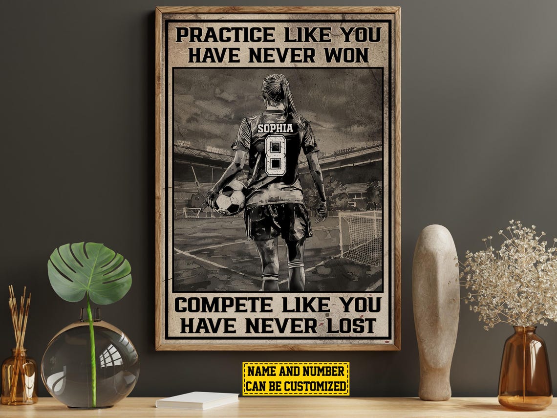 Personalized Soccer Practice Compete Motivational Poster Gift - Image 6