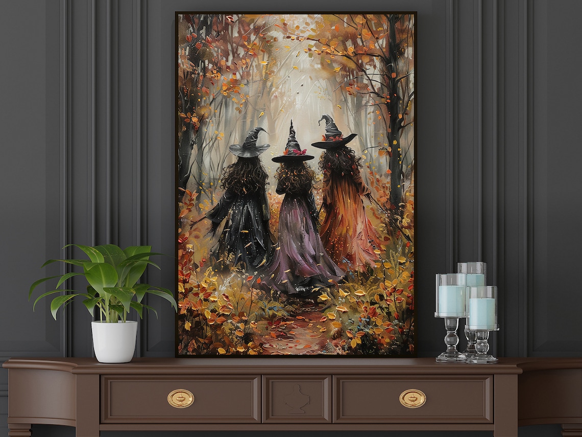 Three Witches In The Forest, Vintage Halloween Poster - Image 5