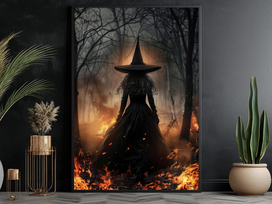 Dark Fire Witch Halloween Poster Print - Image 6