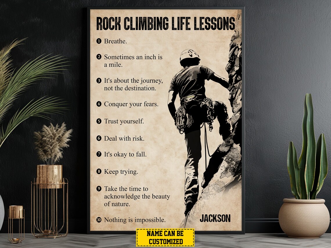 Personalized Rock Climbing Life Lessons Poster Print - Image 4