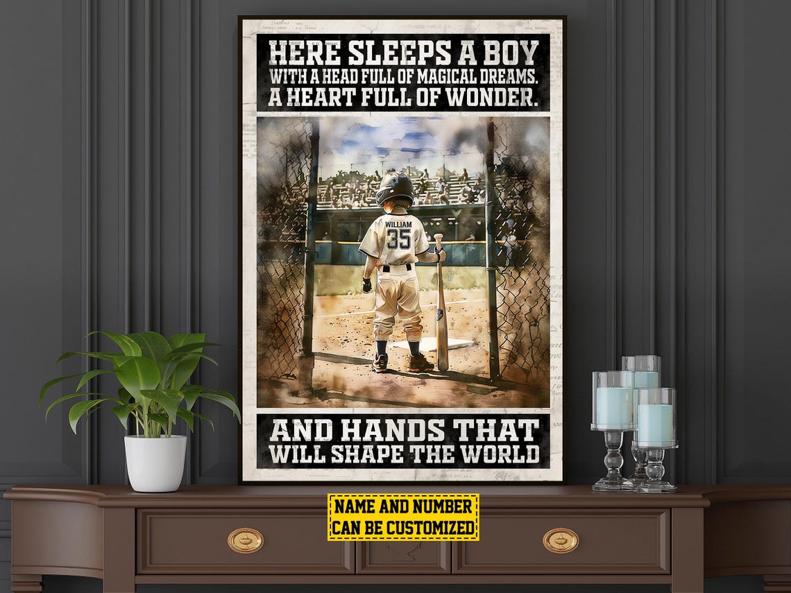 Baseball Player Boy Personalized Print Baseball Poster Print Softball Gift For Son Boys - Image 6