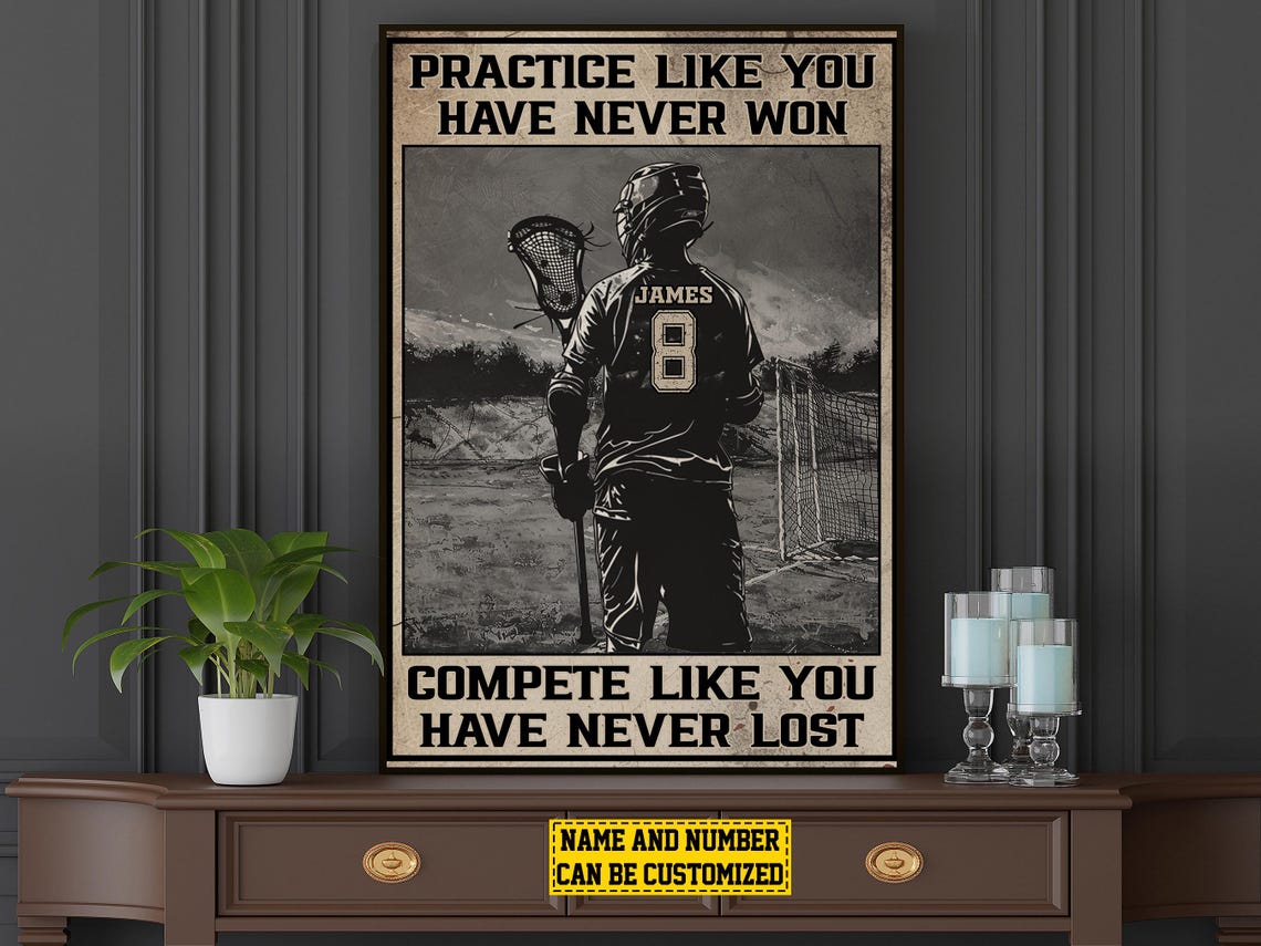Personalized Lacrosse Practice Compete Motivational Poster Gift - Image 4