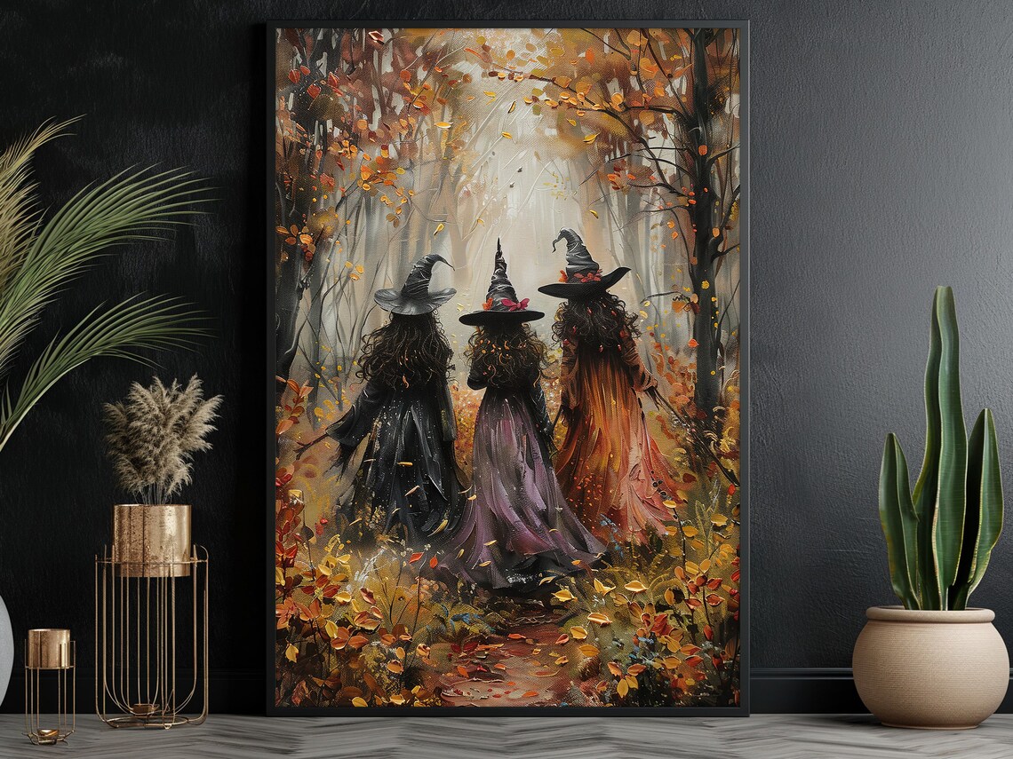 Three Witches In The Forest, Vintage Halloween Poster - Image 3