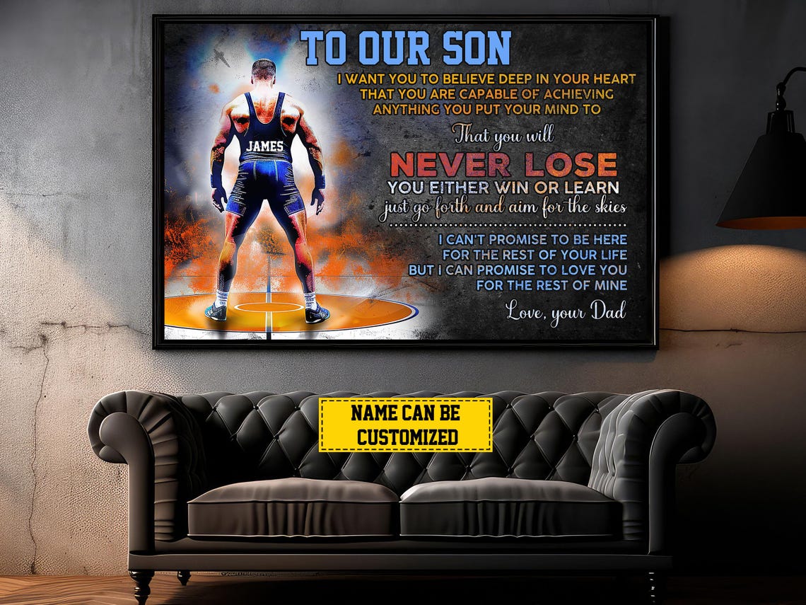 Wrestling To Our Son Personalized Print Wrestling Poster Print Wrestling Gift For Son Men - Image 6