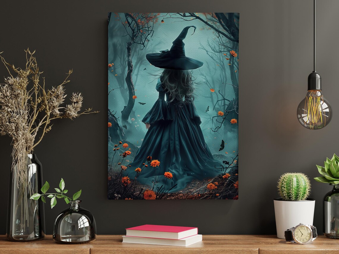 Dark Earth Witch in the Forest, Halloween Art Print - Image 5