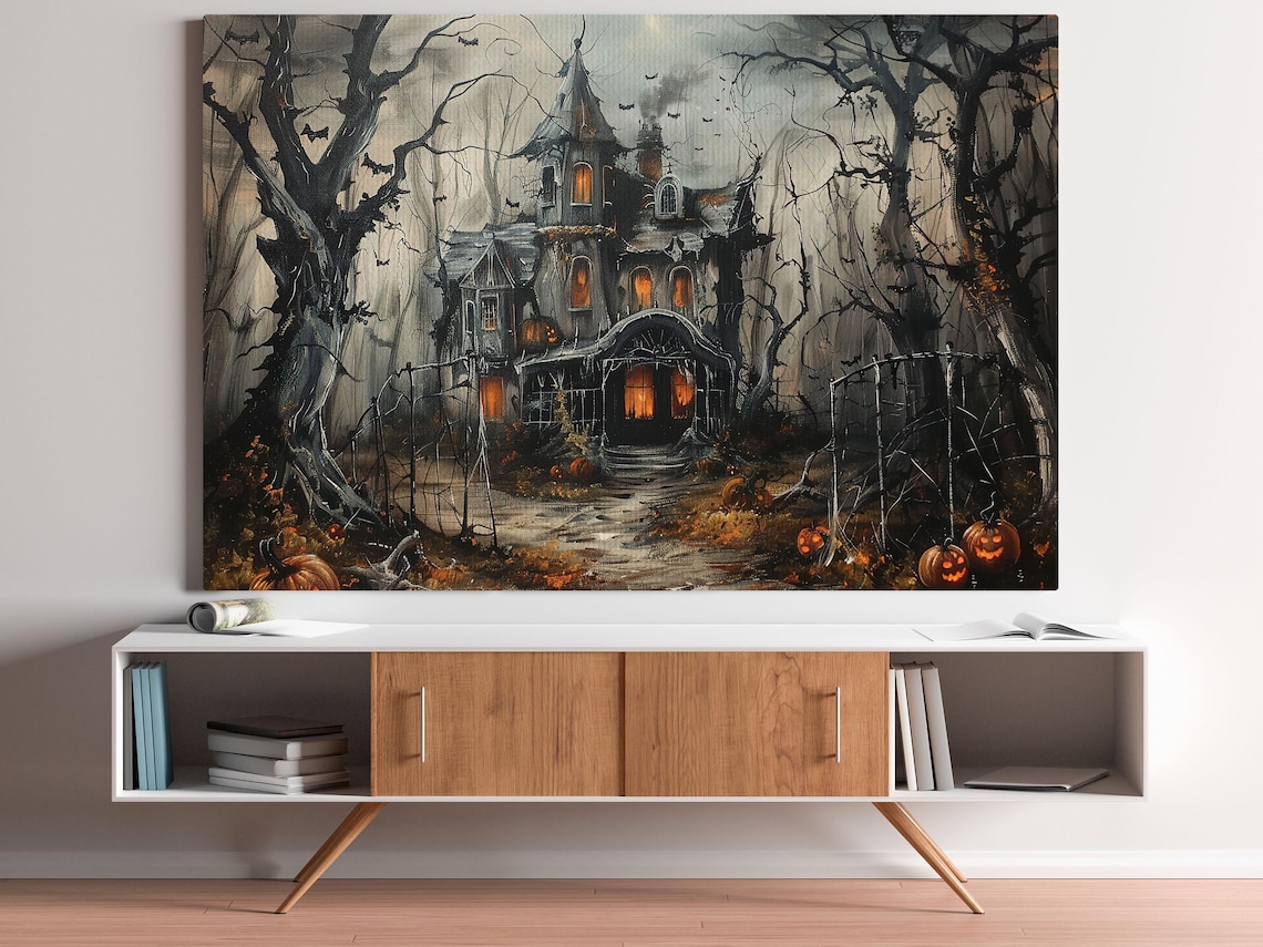 Dark Haunting Castle Halloween Wall Art Print - Image 3