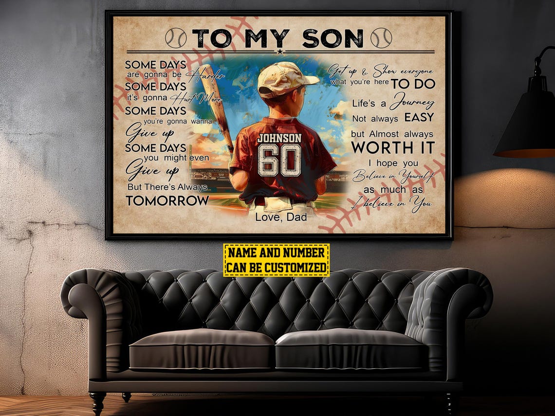 Baseball To My Son - Personalized Print - Image 4