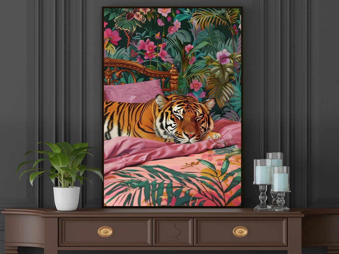 Matisse-Inspired Tiger Sleep On The Bed Art Print - Image 5