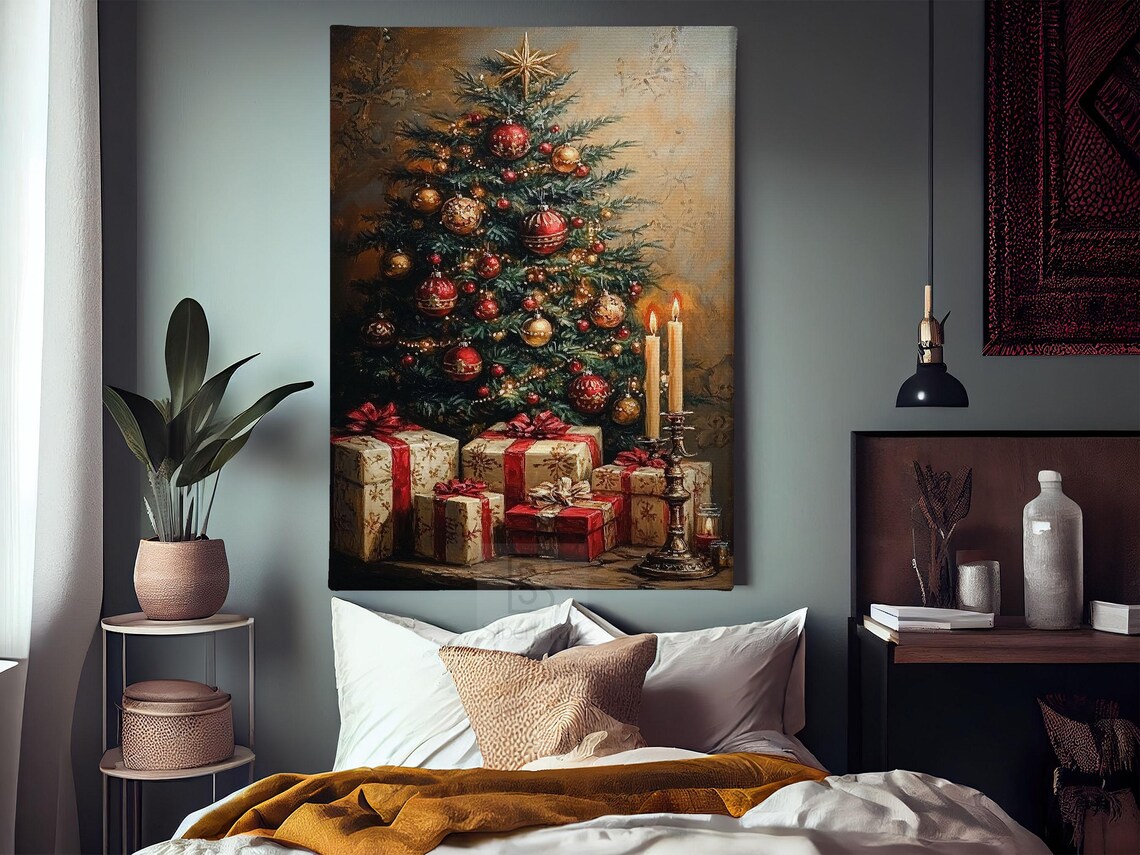 Vintage Christmas Tree Holiday Poster, Cozy Decor - Image 3