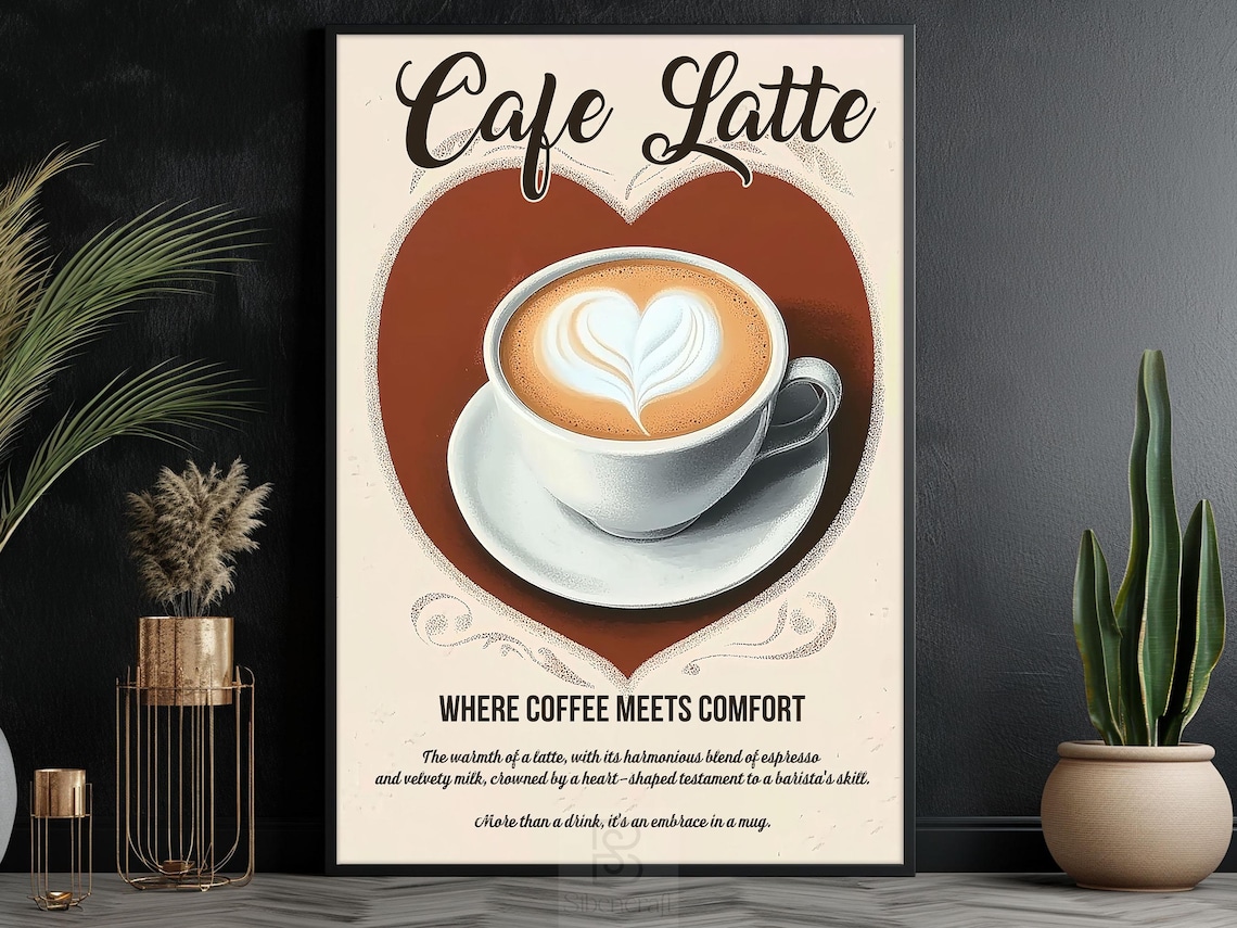 Vintage Cafe Latte Poster Print, Coffee Decor - Image 6