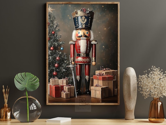 Vintage Christmas Nutcracker Cottage Poster Print