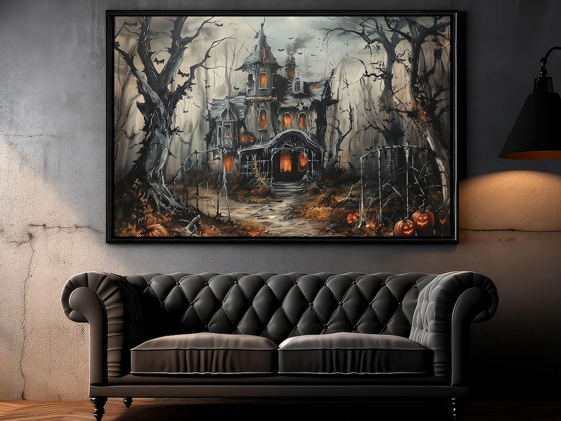 Dark Haunting Castle Halloween Wall Art Print - Image 6