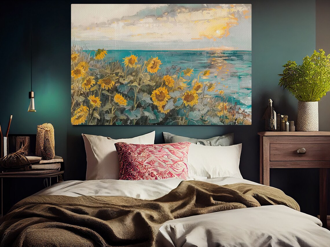 Vintage Sunflowers Field Art Print, Cottage Flowers - Image 5