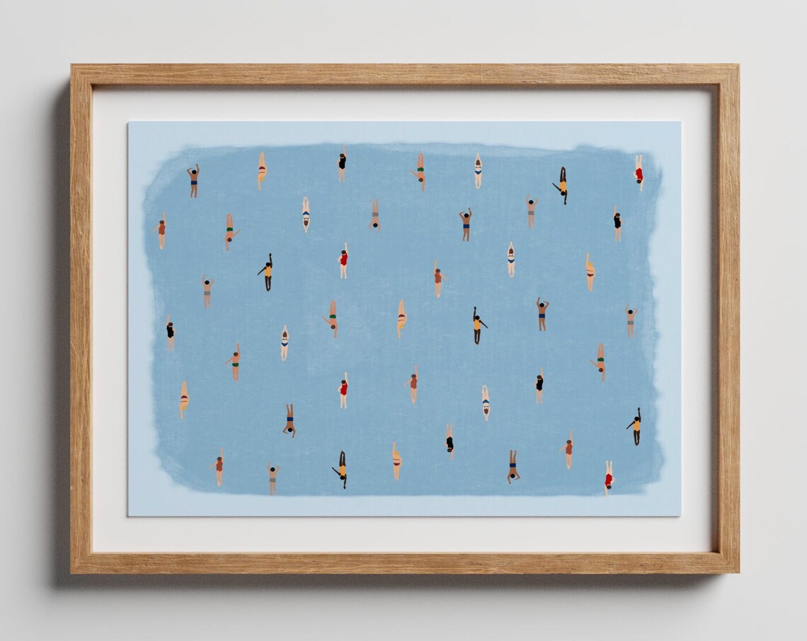 Swimming in Watercolor Print, Minimalist Pool Art - Image 2