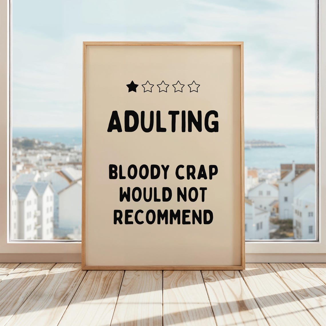 Adulting Poster Funny Home Decor Bloody Crap Would Not Recommend Is Shit Unique