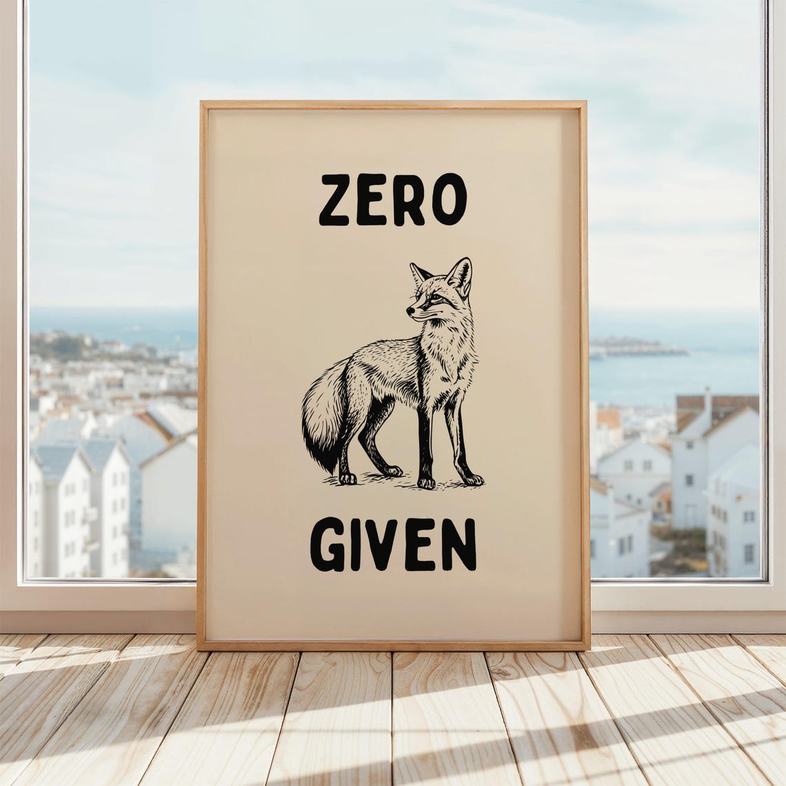 Zero Fox Given Print Funny Poster Beige Black