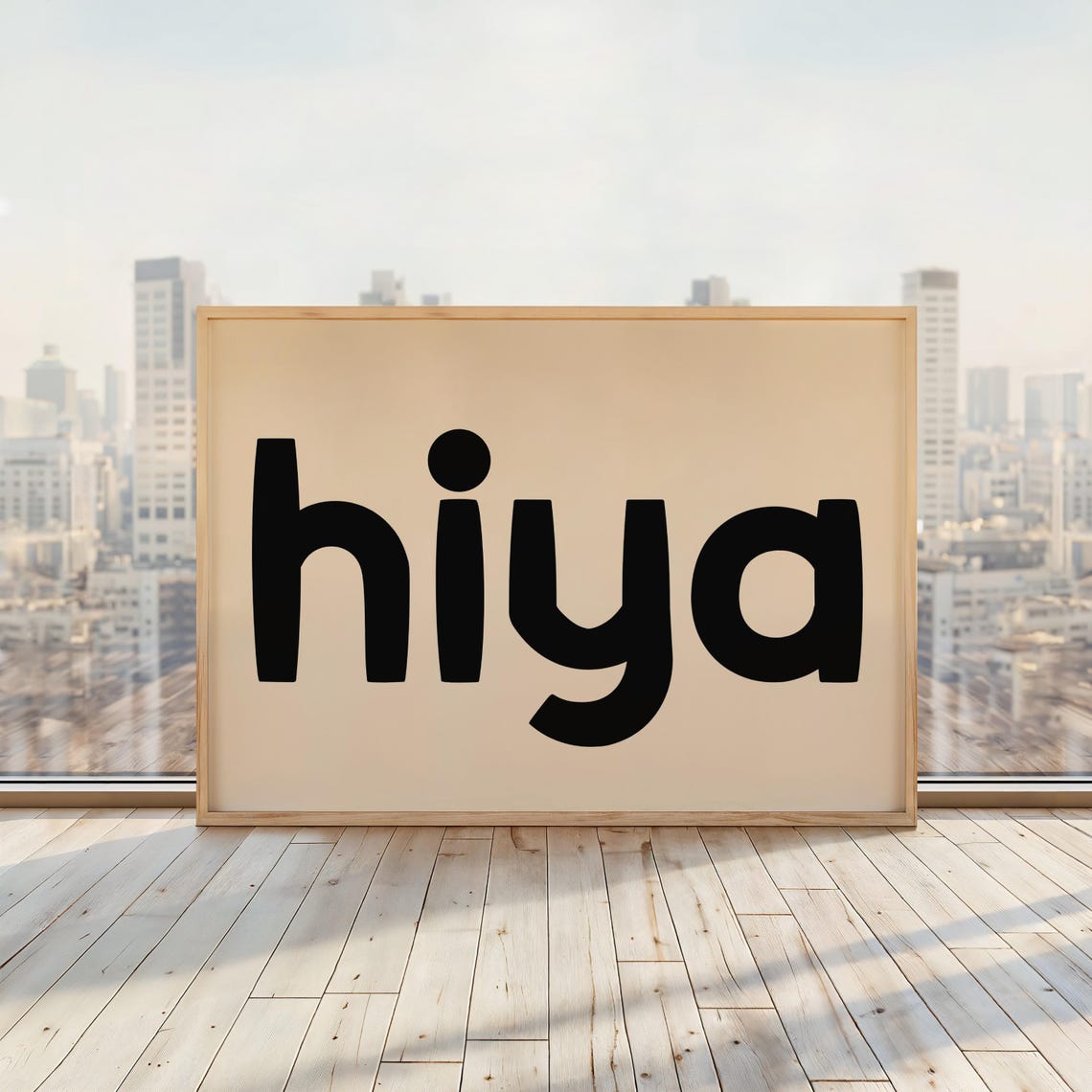 Hiya Print Welcome Hallway Poster Funny Wall Art Horizontal Beige Black