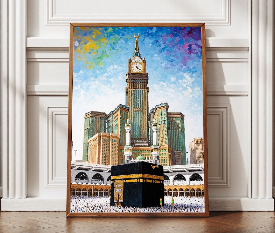 Mecca View, Kaaba And Clock Tower Art Print