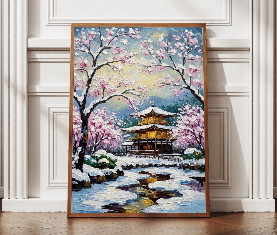 Kyoto Sakura Winter Landscape Travel Poster
