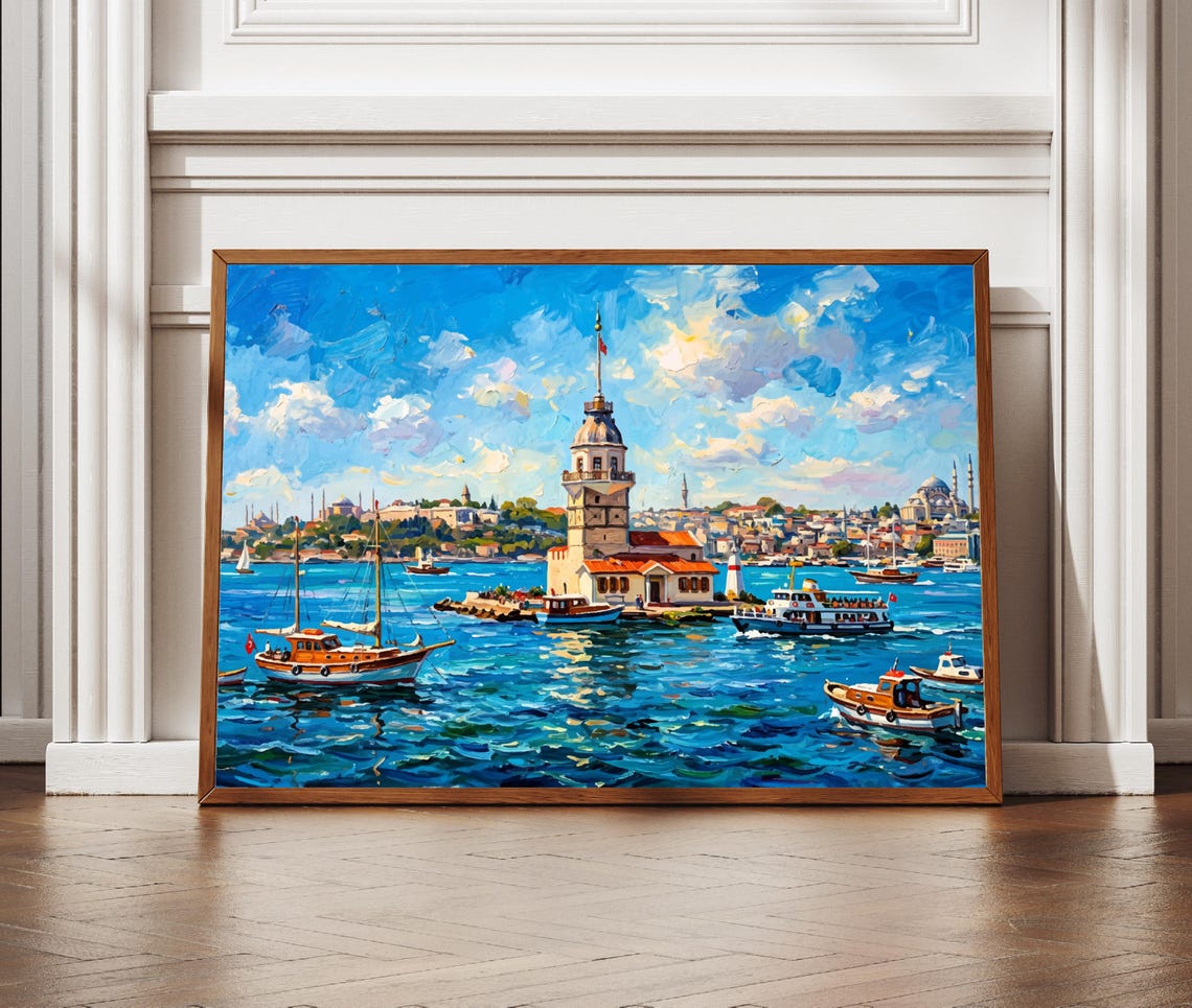 Maidens Tower Istanbul Print Bosphorus Cityscape Wall Art