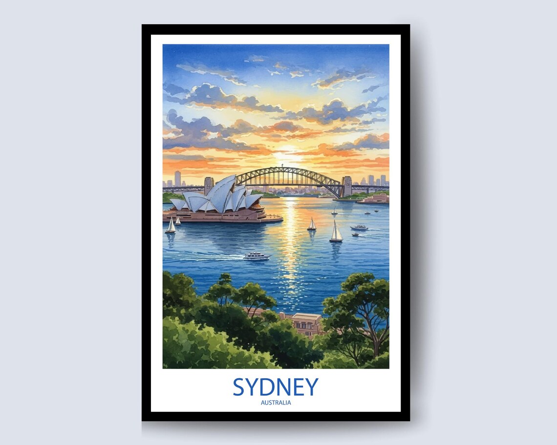 Sydney Opera House Travel Poster, Australia Ocean View