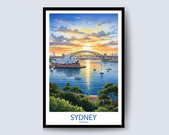 Sydney Opera House Travel Poster, Australia Ocean View