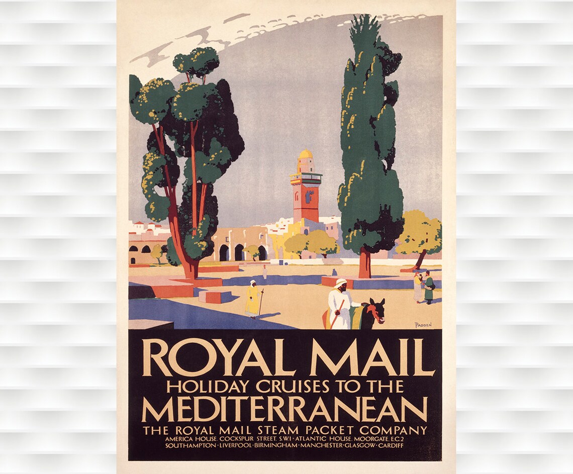 Royal Mail Holiday Cruises Mediterranean Vintage Travel Poster