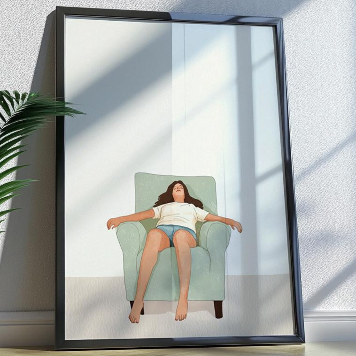 Mother Sleeping In Chair Watercolor Motherhood Rest Wall Art