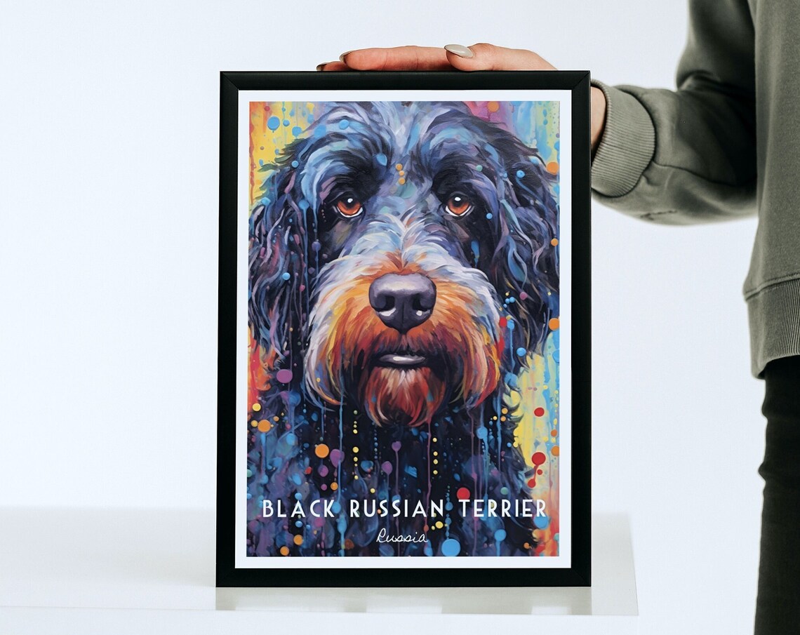 Black Russian Terrier Russia Colorful Pop Art Dog Breed Poster - Image 4