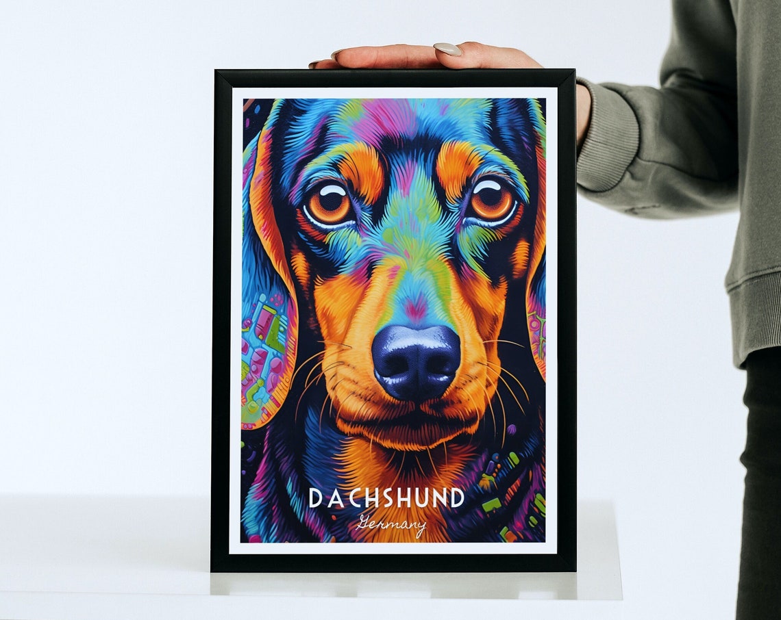 Dachshund Germany Neon Pop Art Dog Breed Portrait Gift Poster - Image 4