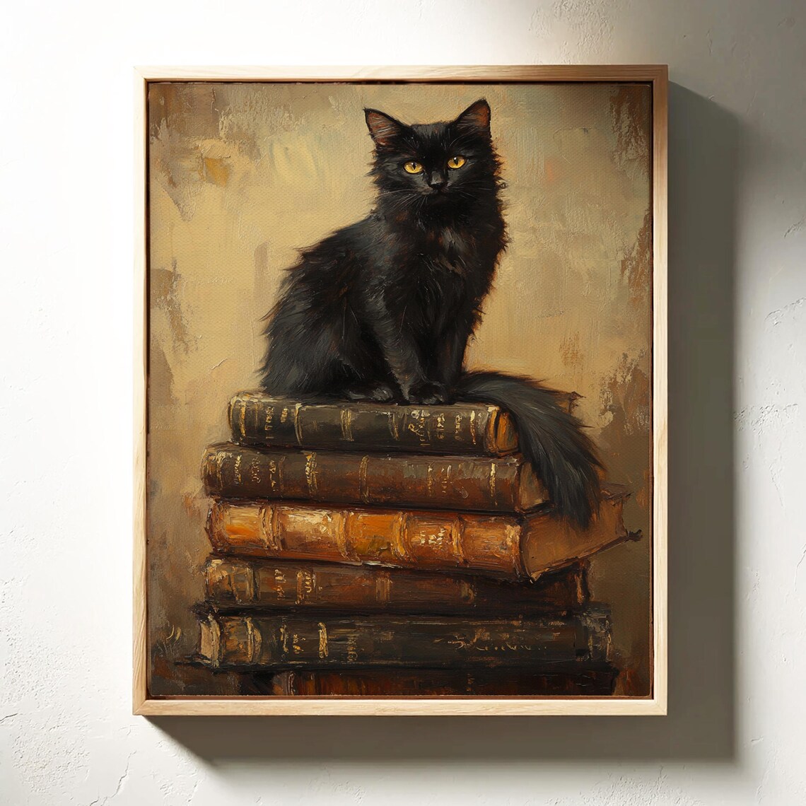 Black Cat on Antique Books, Vintage Inspired Art - Image 3