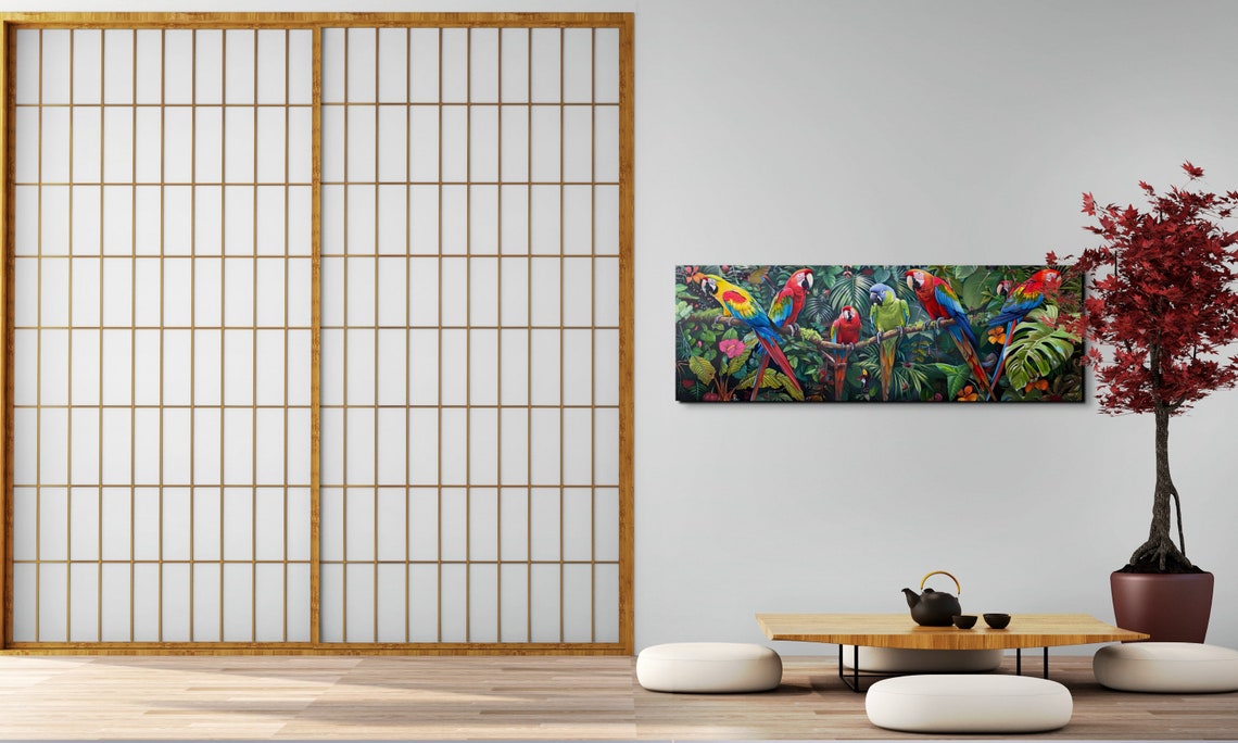 Panoramic Rainforest Scene With Parrots - Image 7