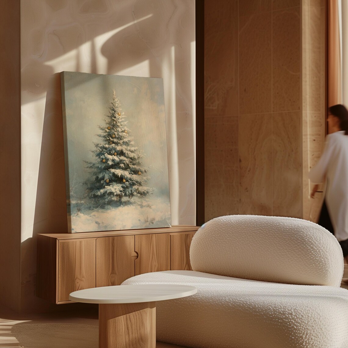 Snow Covered Christmas Tree With Gold Ornaments Winter Poster - Image 7