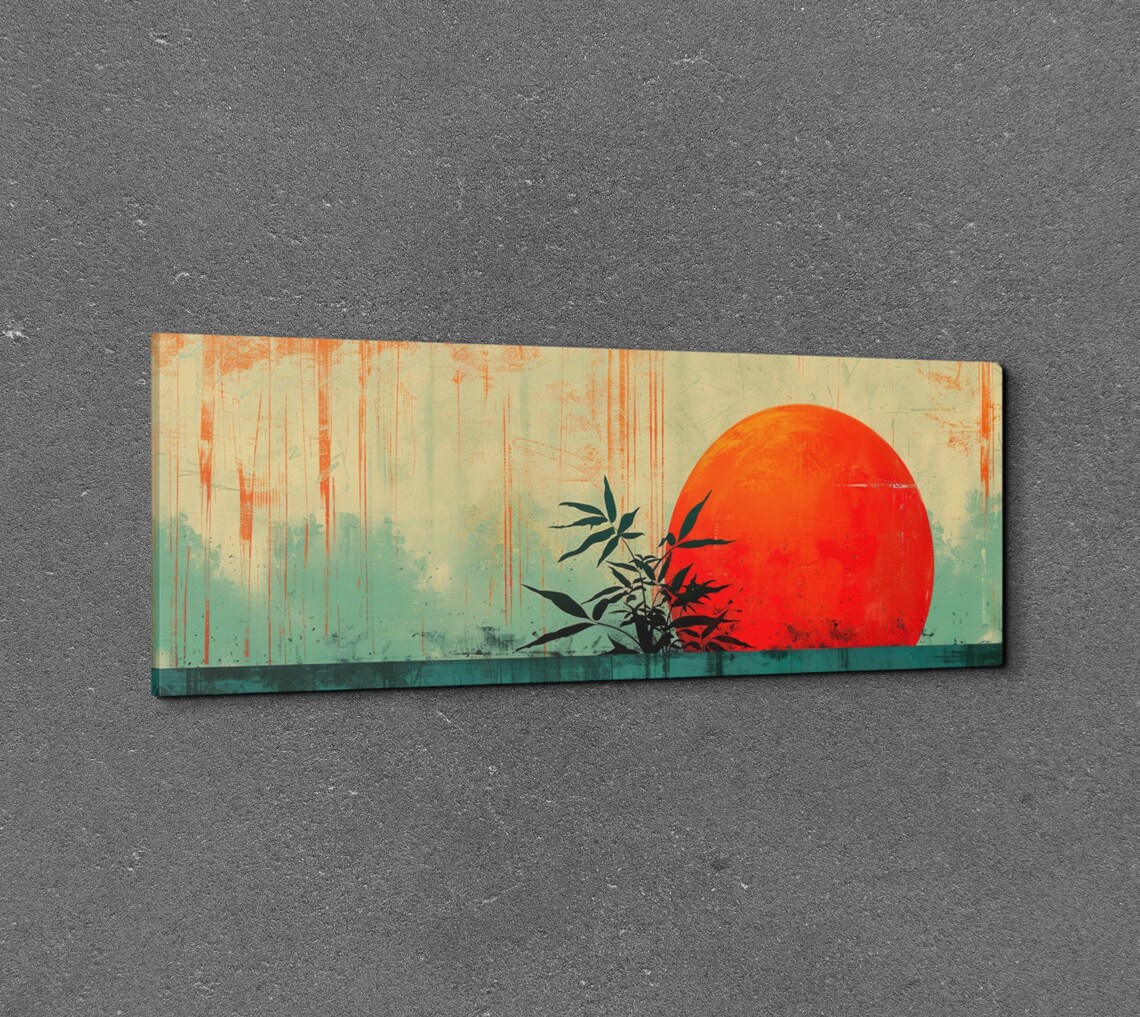 Panoramic Geometric Mid-Century Modern Sunrise - Image 3