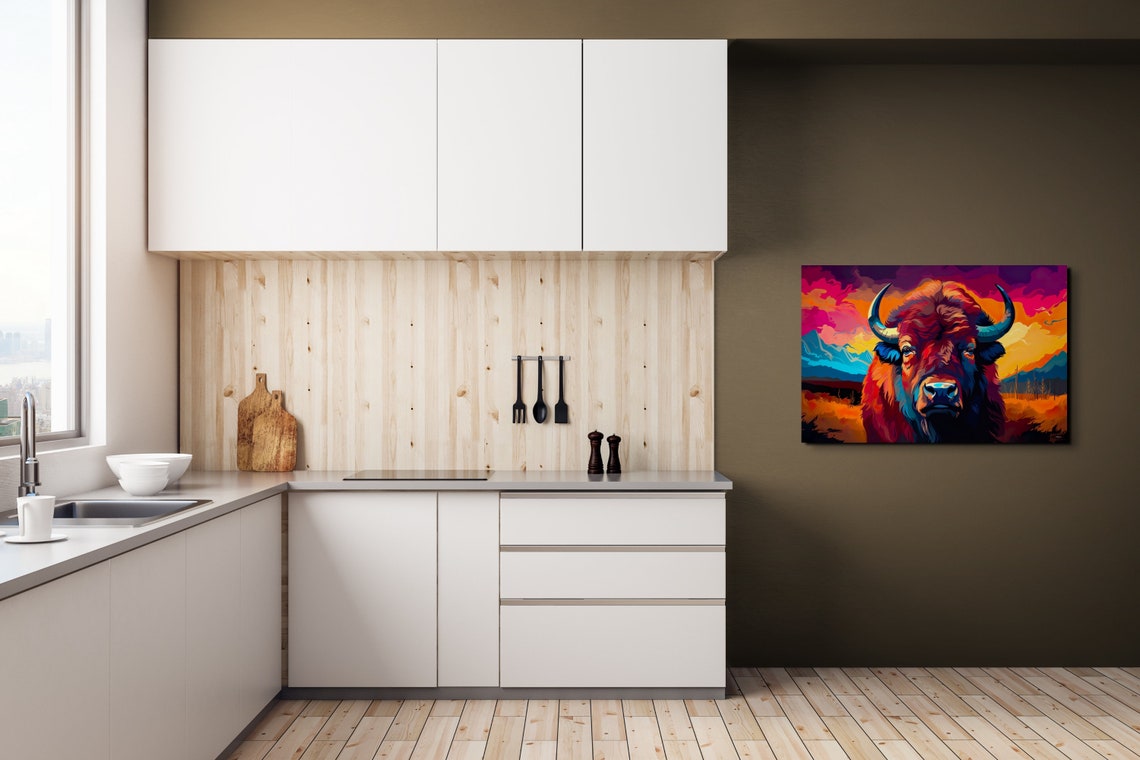 Dayglow Bison, Modern Art Print - Image 5