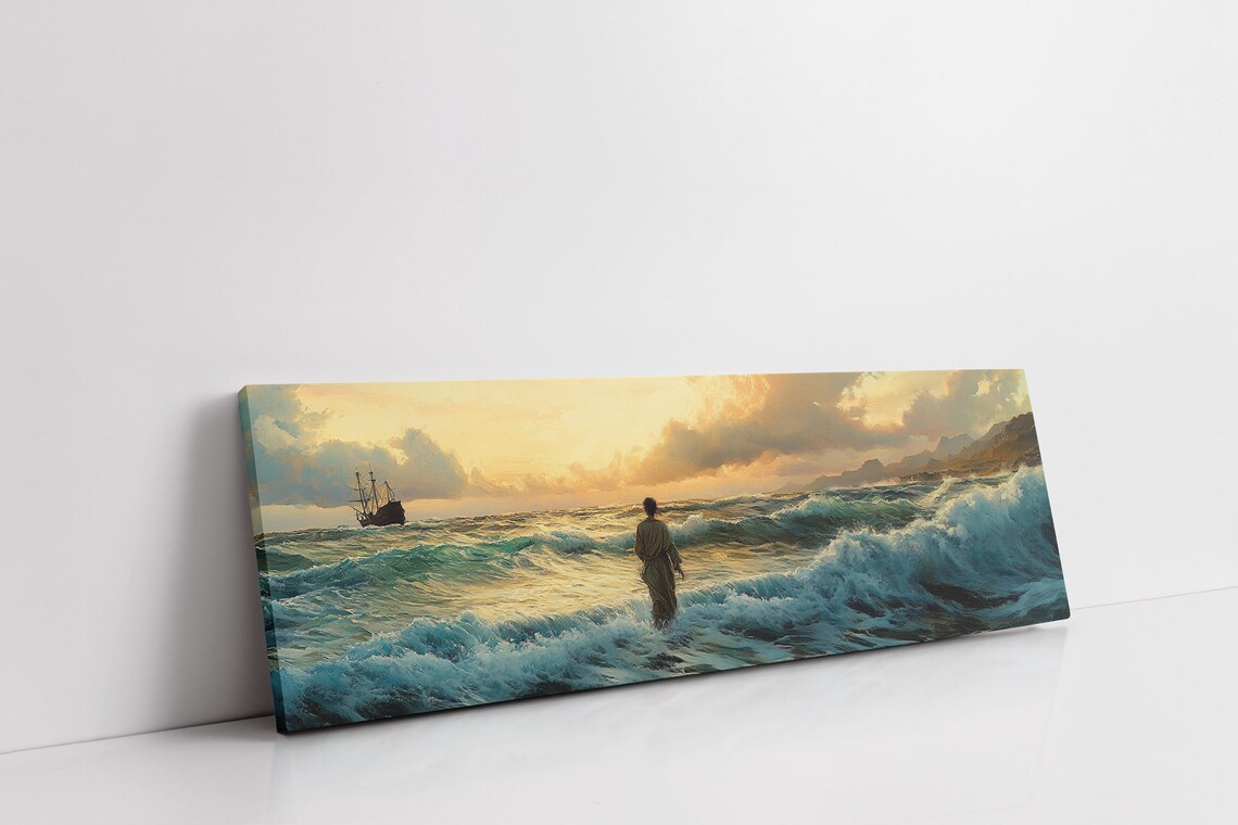 Jesus Walking On Water Biblical Seascape Faith Christian Poster - Image 4