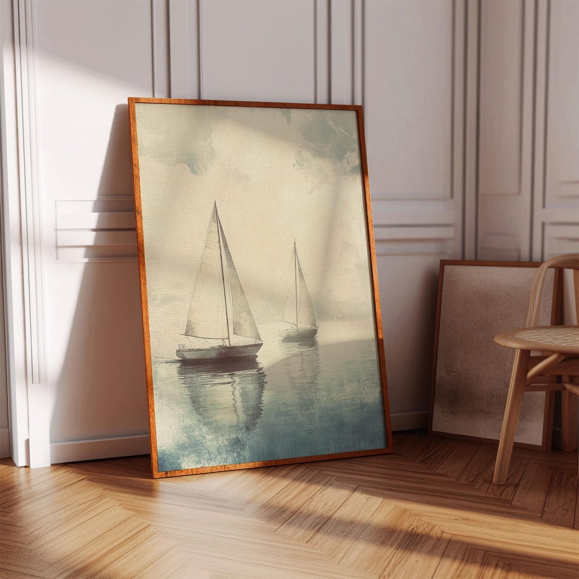 Two Vintage Sailboats on Calm Water Serene Nautical Wall Poster - Image 5