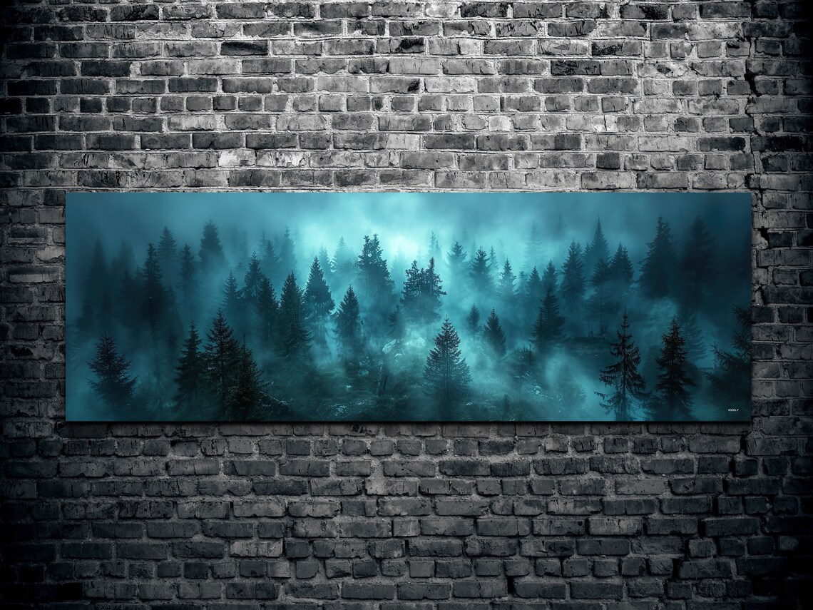 Foggy Pine Forest, Misty Green Forest Art Print - Image 2