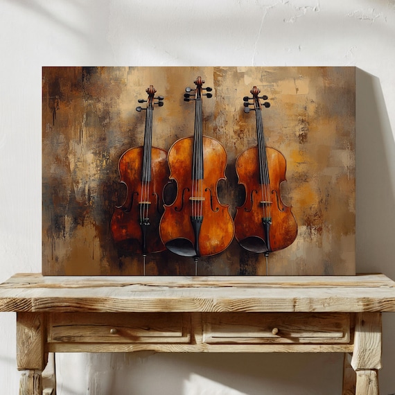 Vintage Violin Art Print, Rustic Classical Music Decor