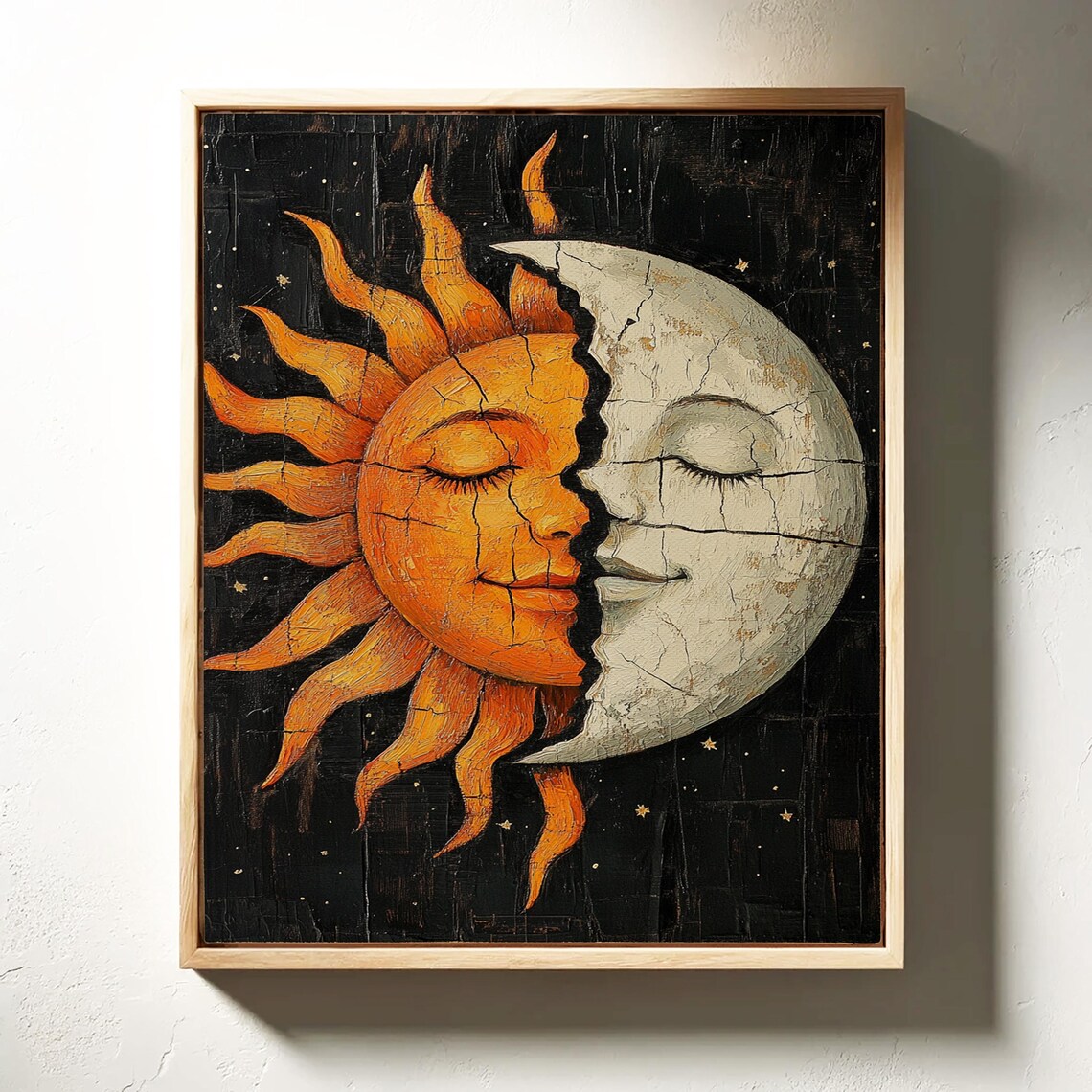 Sun And Moon Cracked Texture, Boho Celestial Harmony - Image 6