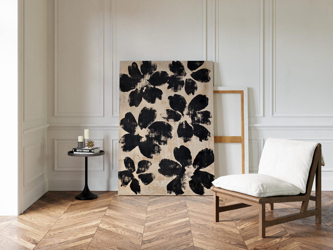 Oversized Black Brushstroke Bloom Floral Abstract Ink Poster - Image 4