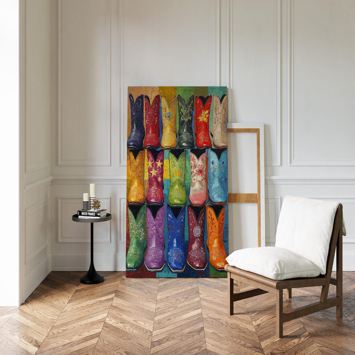Rainbow Colorful Cowboy Boots Collection Grid Western Poster - Image 2