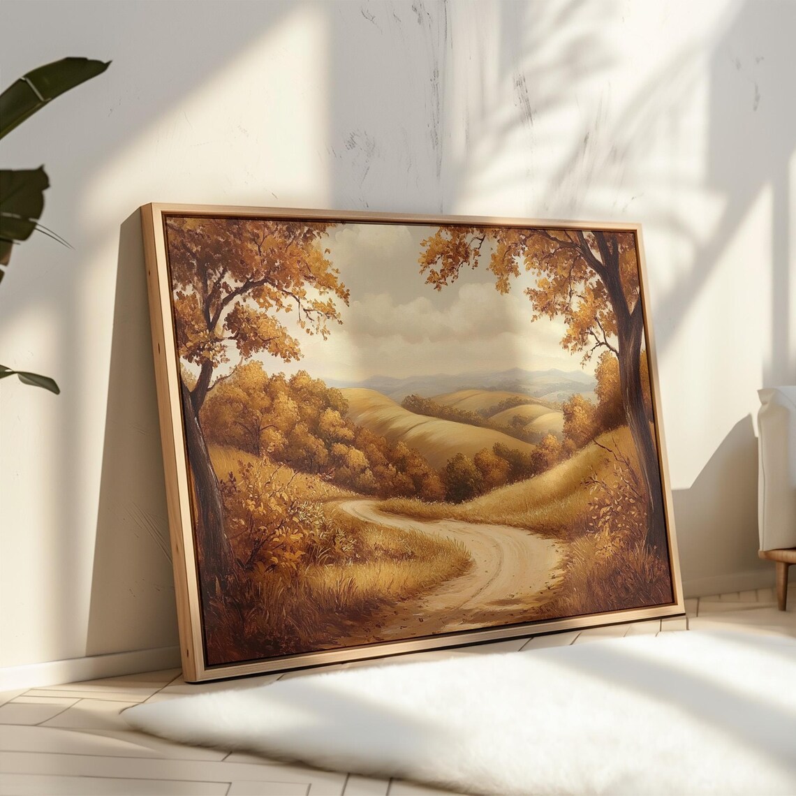 Autumn Country Road Golden Hills Fall Landscape Scenic Poster - Image 4
