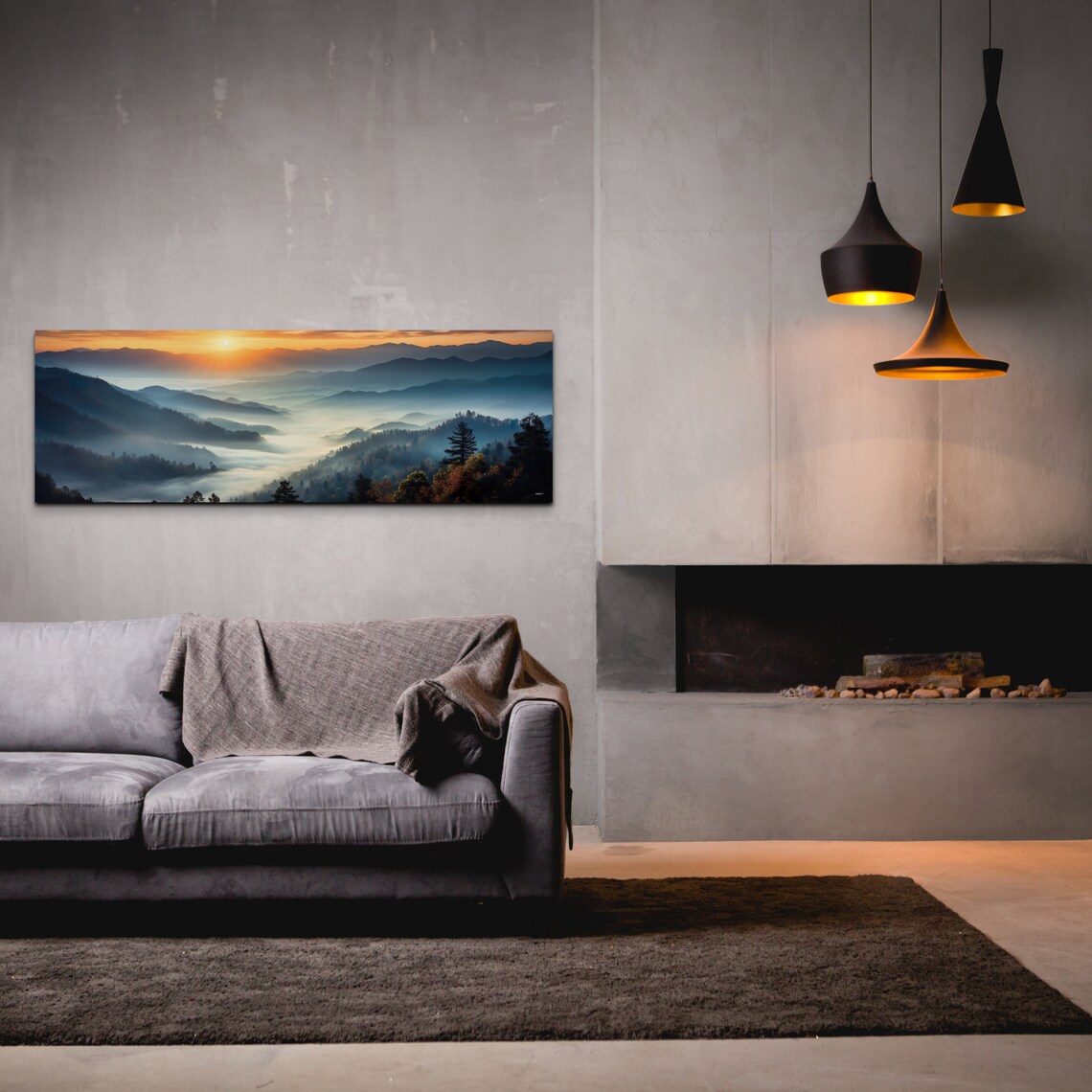 Misty Mountain Sunrise Over Layers of Blue Smoky Hills Poster - Image 5