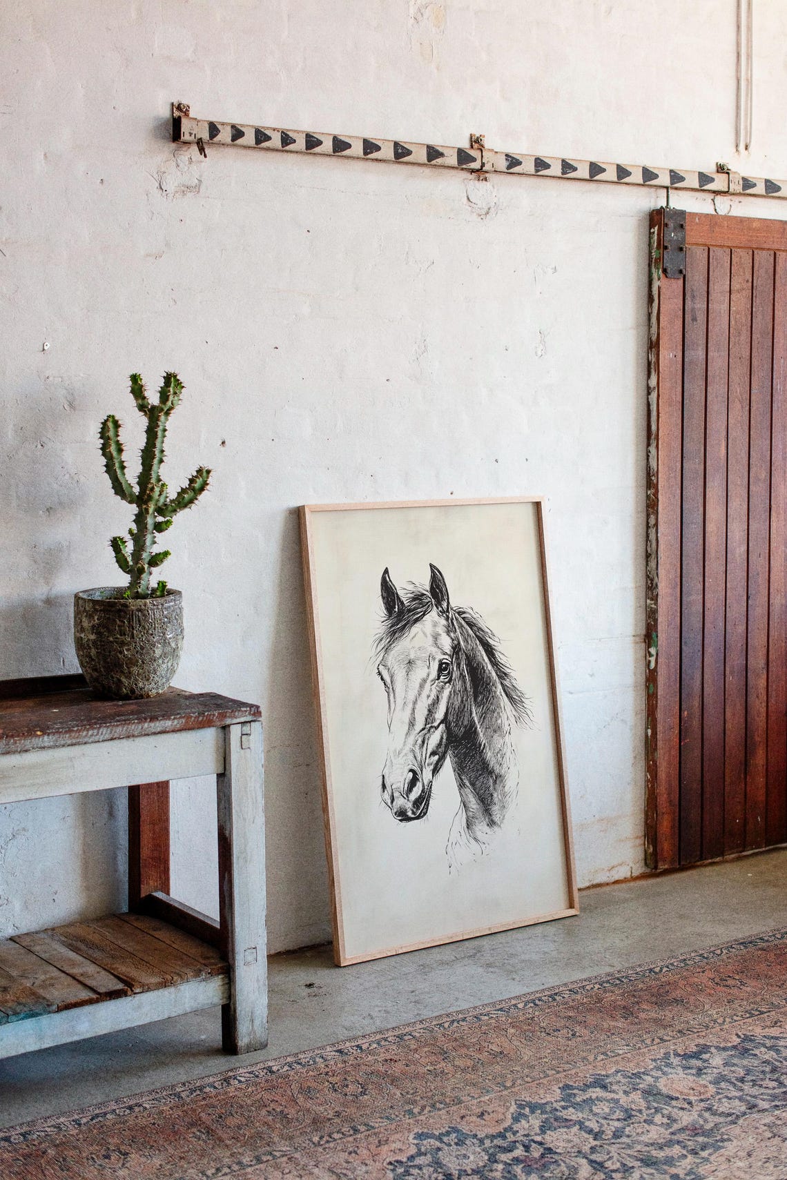 Horse Head Profile Ink Sketch Minimalist Equine Painting Poster - Image 3