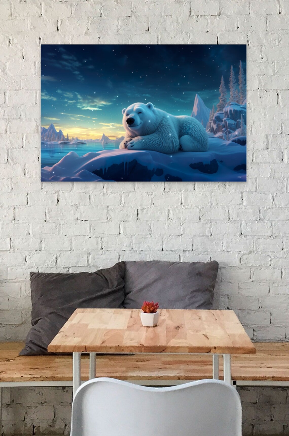 Polar Bear Starry Night Arctic Snow Winter Wildlife Wall Art - Image 7