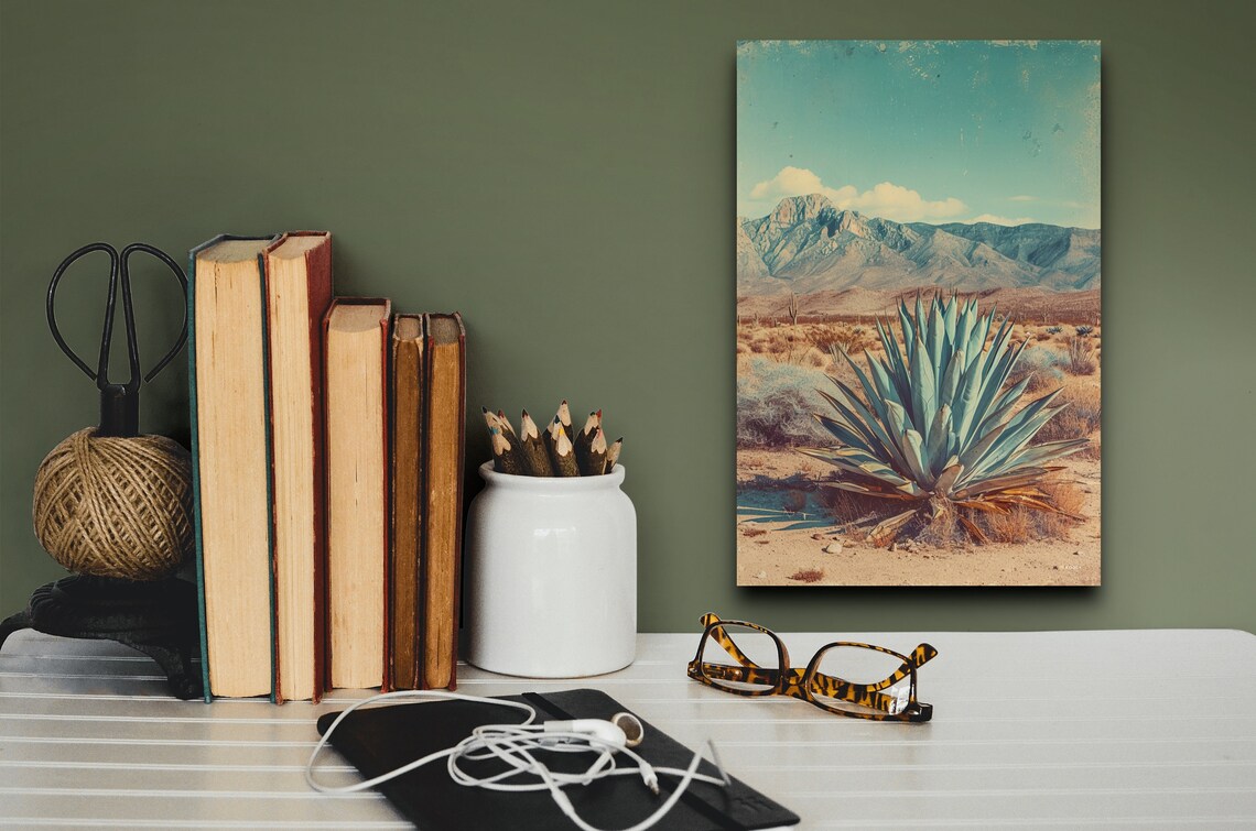 Desert Agave Mountain Landscape Vintage Southwest Photo Poster - Image 7
