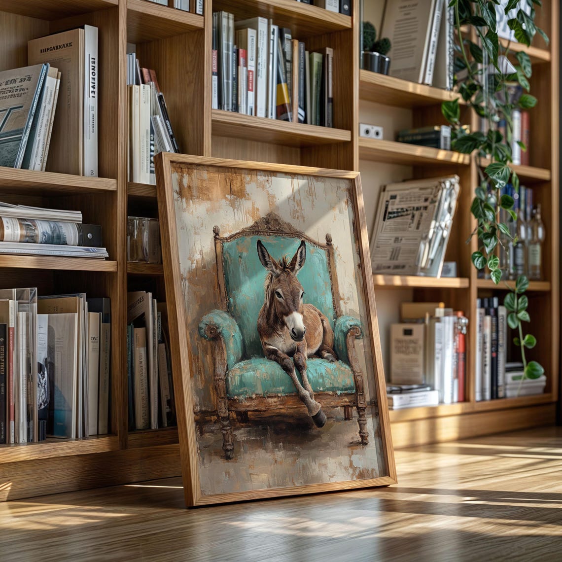 Funny Donkey Wall Art, Rustic Western Poster