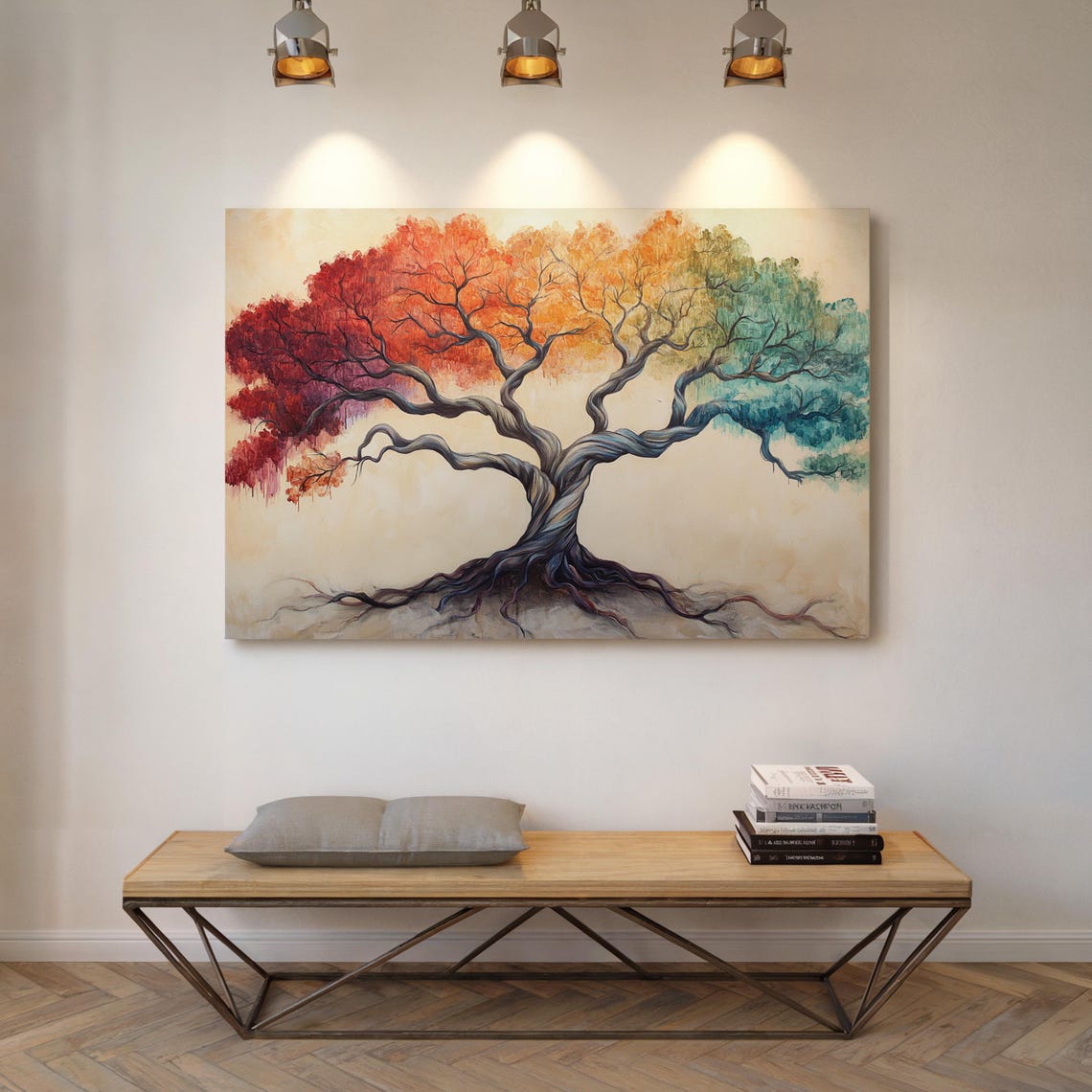 Rainbow Gradient Tree Twisted Roots Watercolor Style Wall Art Poster - Image 4